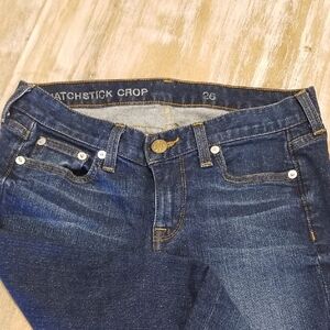 Blue Ankle Cropped Jeans with Subtle Fading